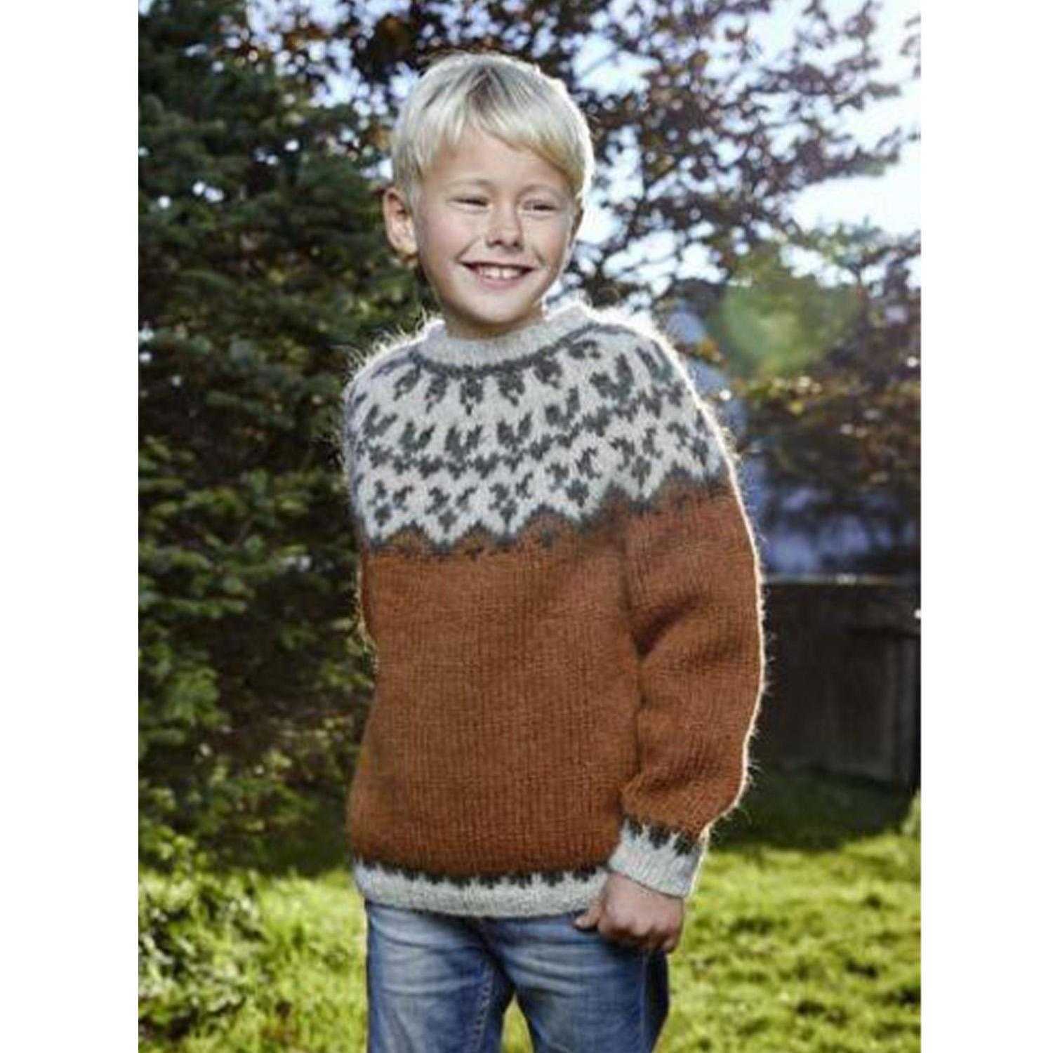 Istex Afleggjari sweater til børn - strik i pladegarn i farver